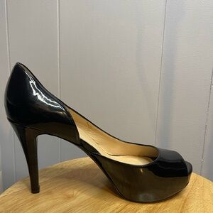 Black Nine West Chance Peep Toe Pumps Heels Women’s 9.5